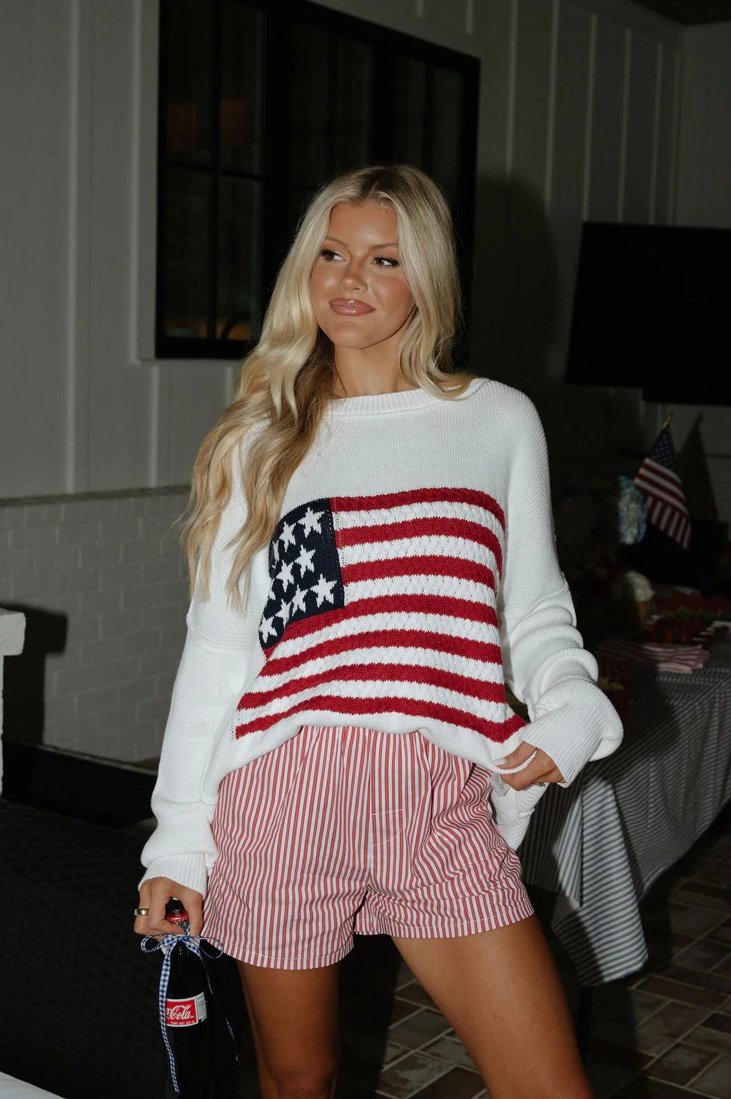 Crochet American Flag Sweater-Ivory | These Three