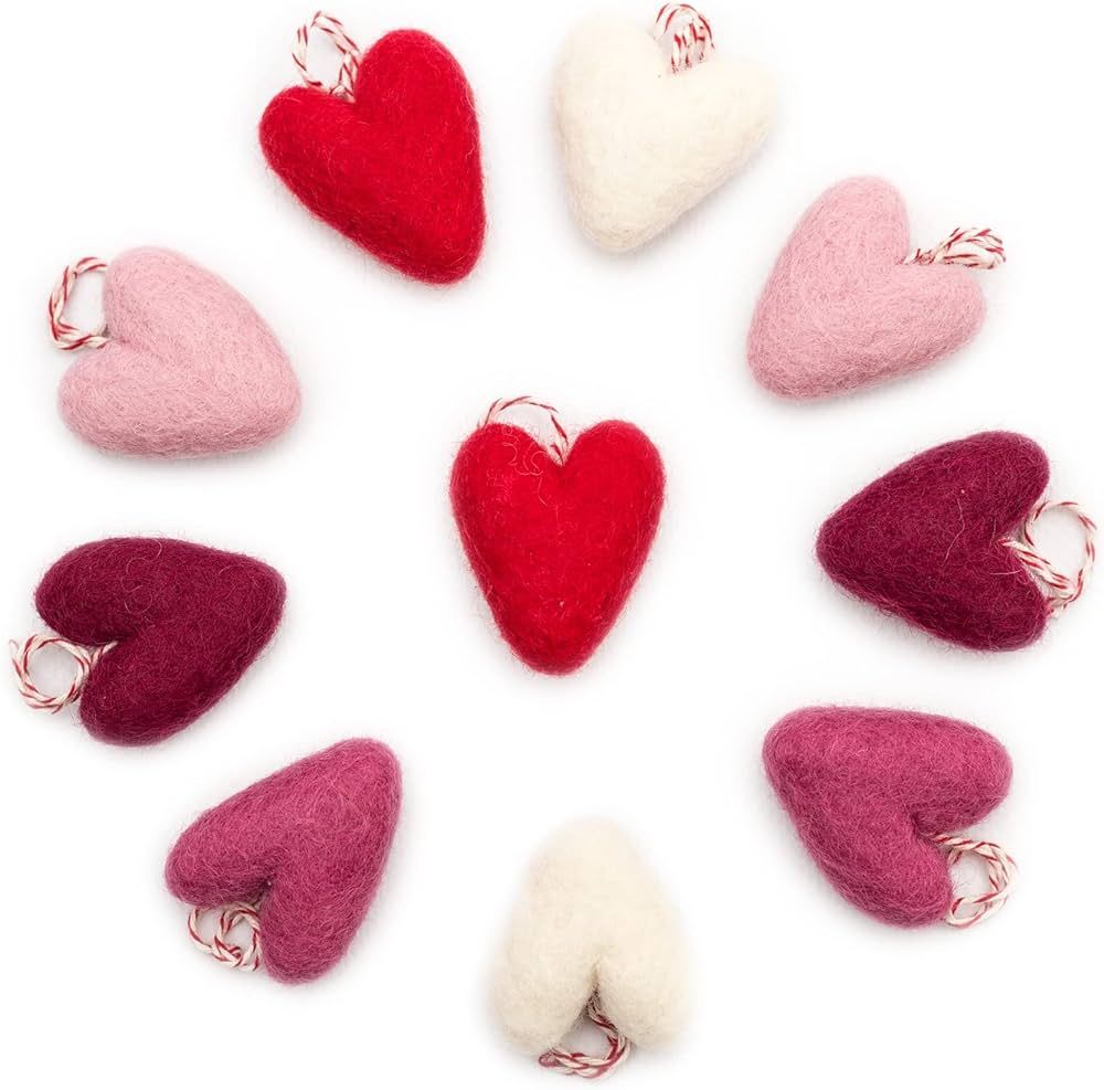 Glaciart One Felted Hearts – 1.5” Ready to Hang (10 Pcs) - Needle Felting & Essential Oils Re... | Amazon (US)
