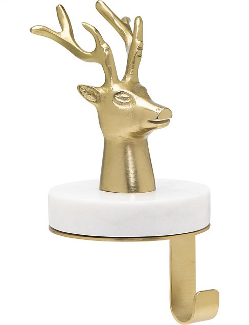 David Jones 20cm Brass Reindeer On Marble Base Stocking Holder | David Jones | David Jones (Australia & New Zealand)
