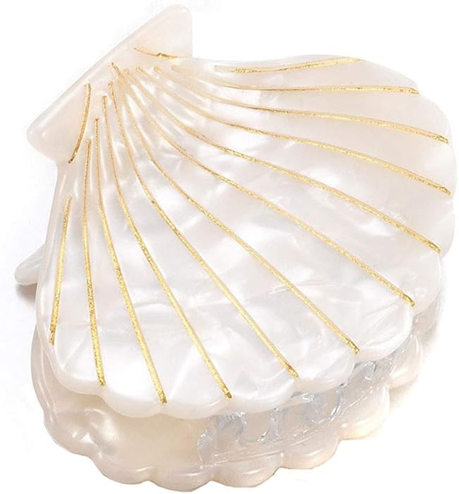 Women Fashion Shell Shape Claw Clips Acrylic Resin Jaw Clip Hair Clamps Marble Pattern Hairpins H... | Amazon (US)