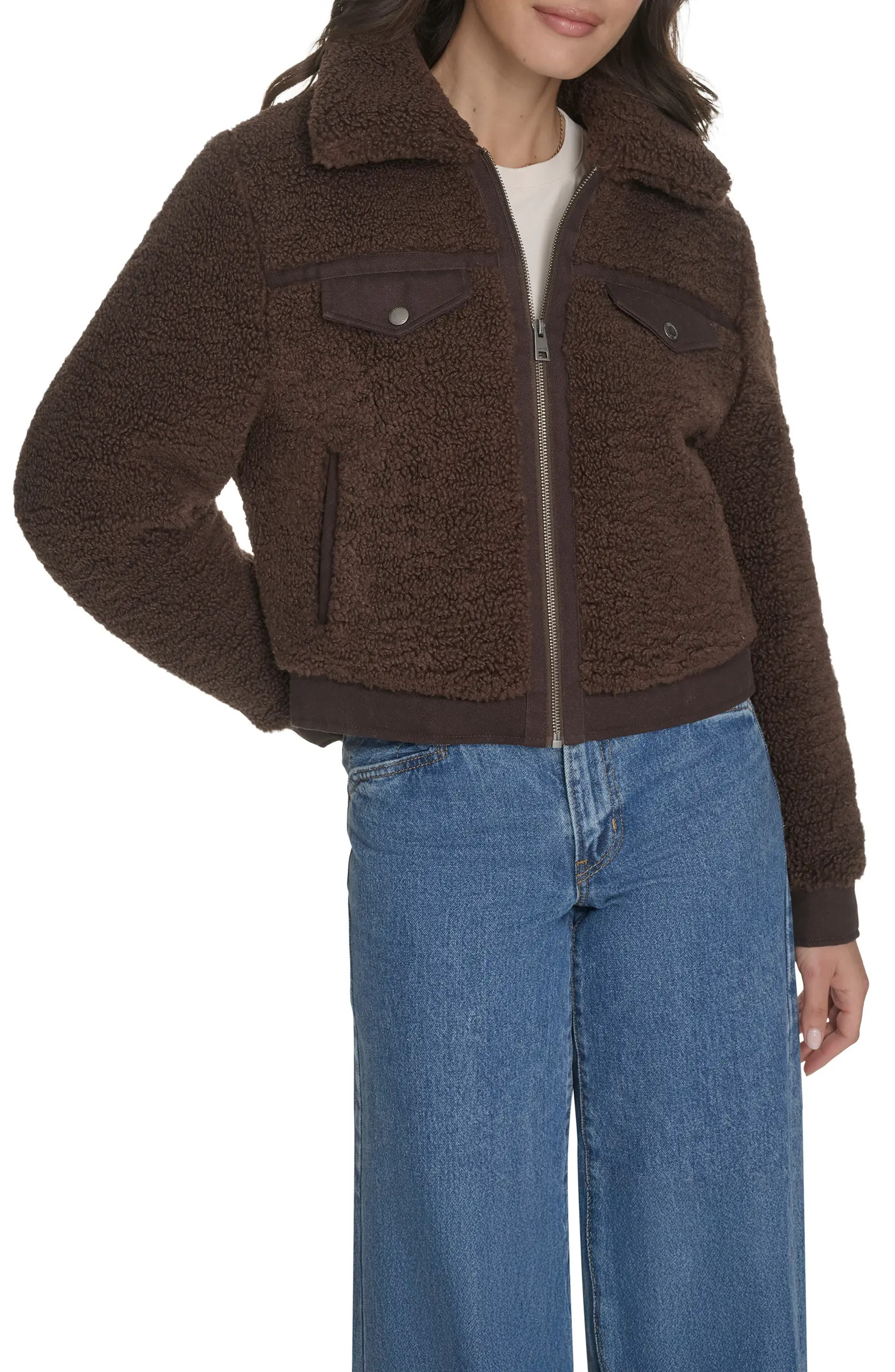 Fleece & Denim Bomber Jacket | Nordstrom