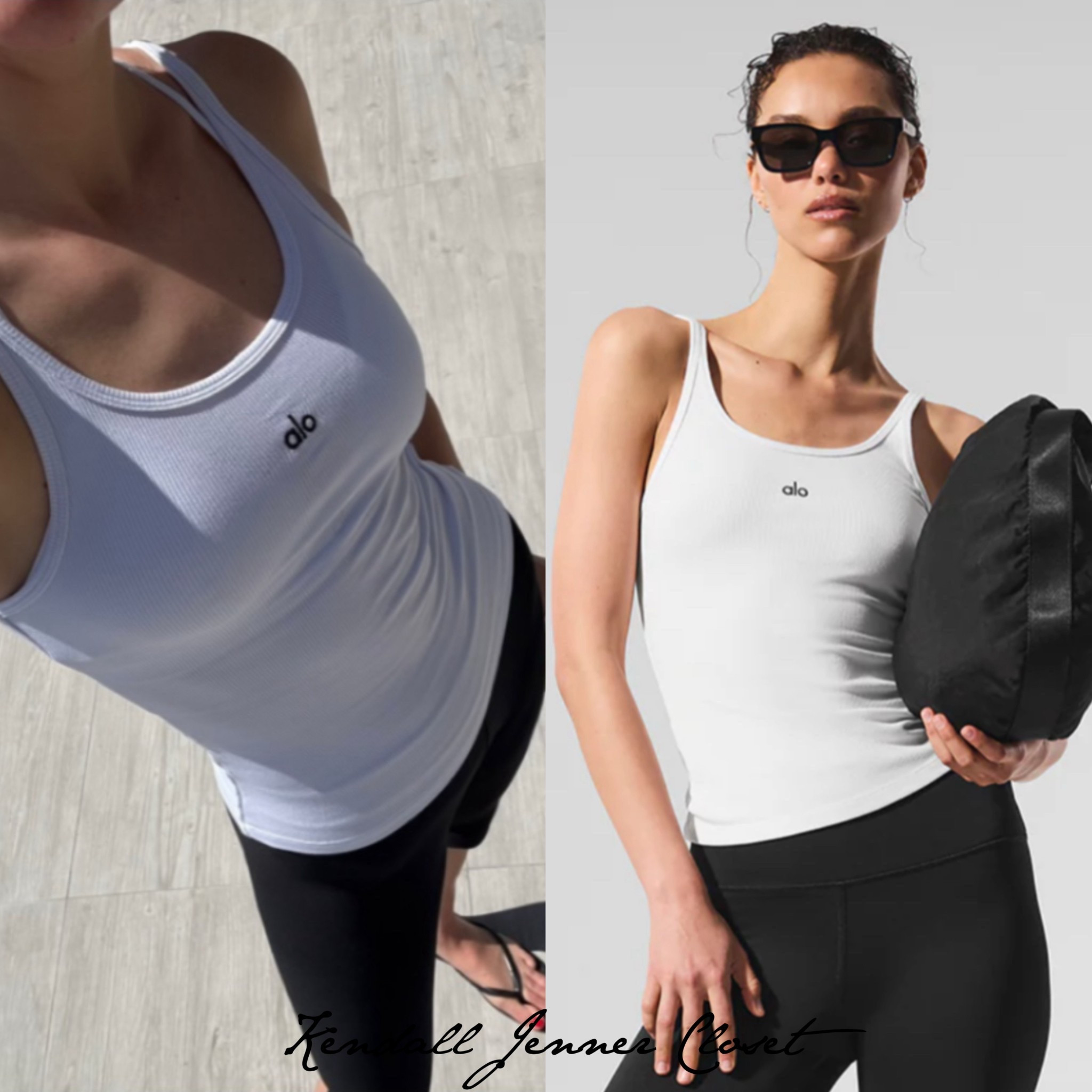 #KendallJenner sports the #AloYoga ‘Ribbed Prosper Tank’ in White ($68). 🧘🏻 

#style #celebrity #fashion #celebritystyle

#LTKActive #LTKFindsUnder100