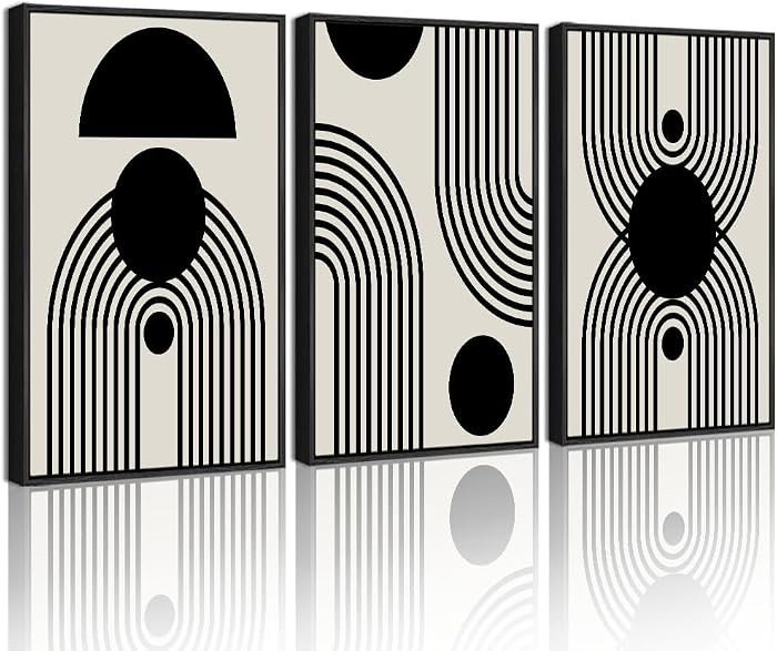 Drsoum Arte Abstracto Enmarcado en Blanco y Negro Decoración de Pared Duotono Minimal Impresione... | Amazon (US)