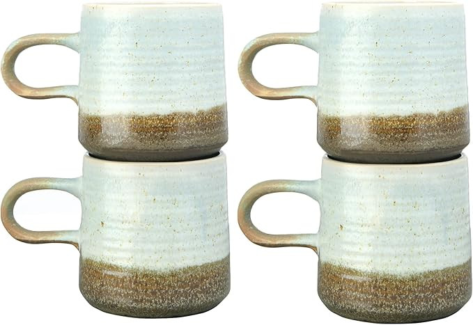 Creative Co-Op Stoneware Blue and Brown Reactive Glaze, Set of 4 Mug, 6 Inch, Grey | Amazon (US)