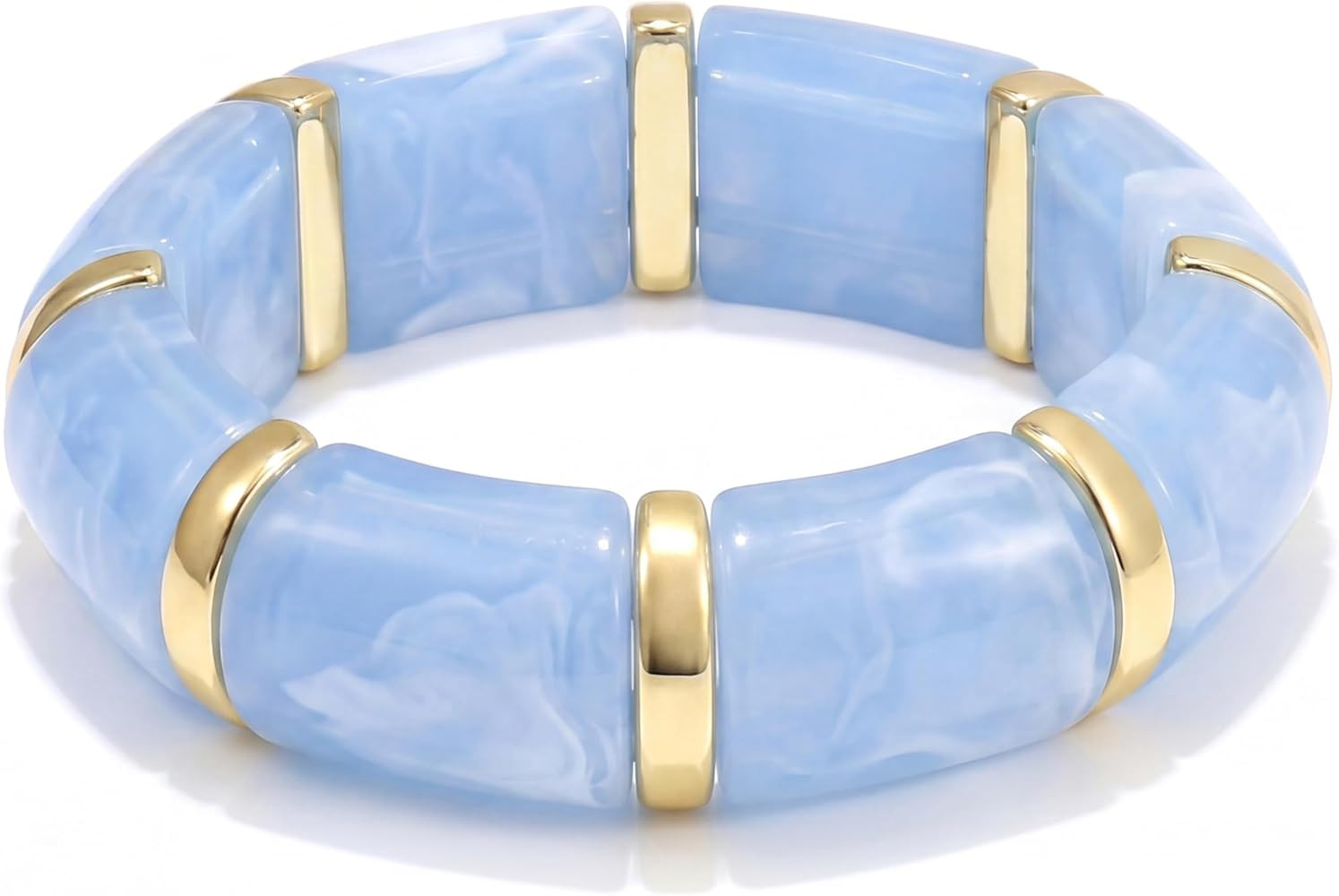 Colorful Acrylic Chunky Bangles for Women, 14K Gold-Plated Stackable Stretch Bracelets, Trendy Fa... | Amazon (US)