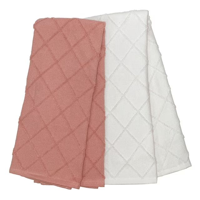 My Texas House Diamond 16" x 28" Cotton Terry Kitchen Towels, 2 Pieces, Pink | Walmart (US)