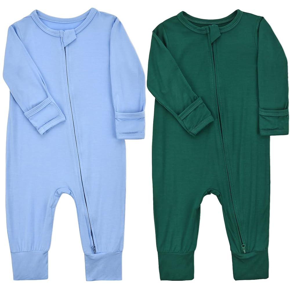 Aablexema Baby Footless Pajamas Zipper with Mitten, Rayon from Bamboo, Infant Long Sleeve Romper ... | Amazon (US)