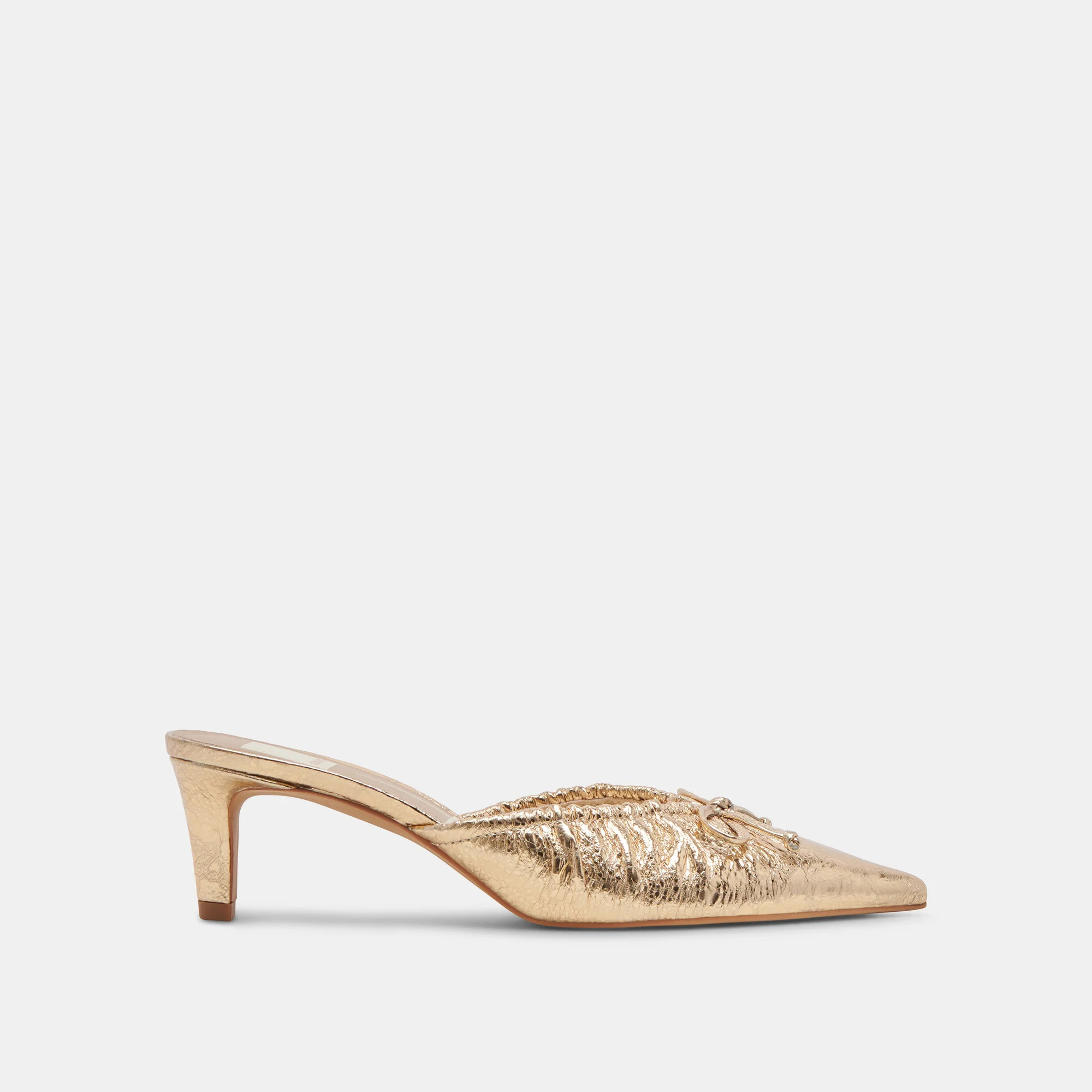 Kairi Mid Heels Gold Distressed Leather | DolceVita.com