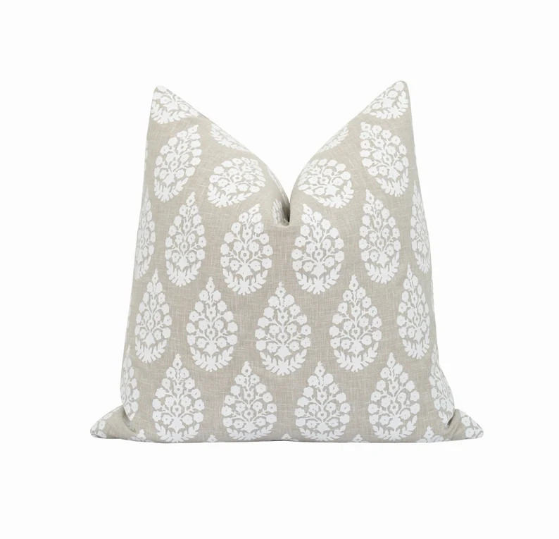 Floral Medallion Pillow Cover White and Beige Pillow Cover | Etsy | Etsy (US)