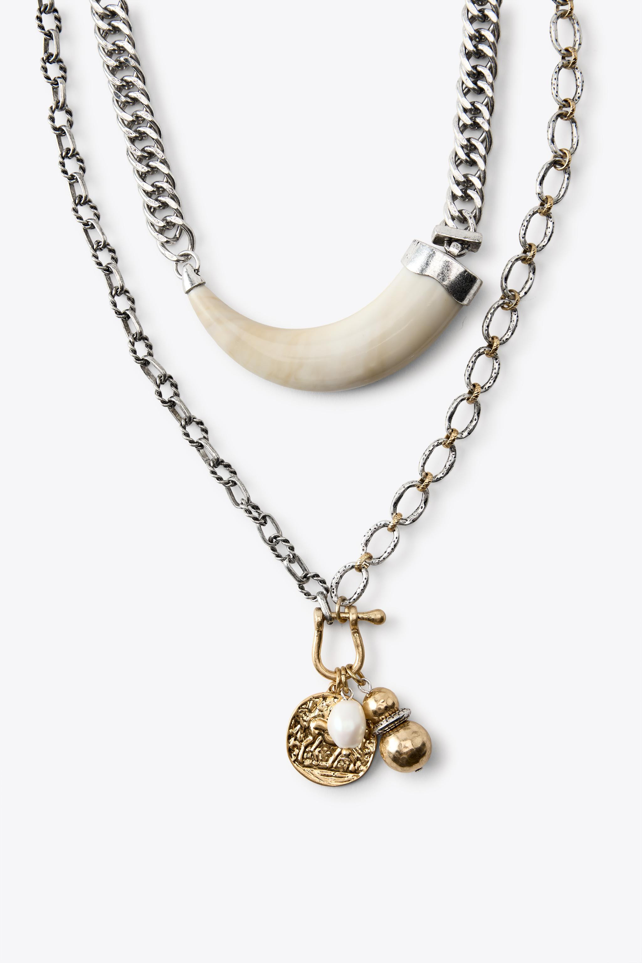 PACK OF 2 HORN AND CHARM NECKLACES | Zara UK