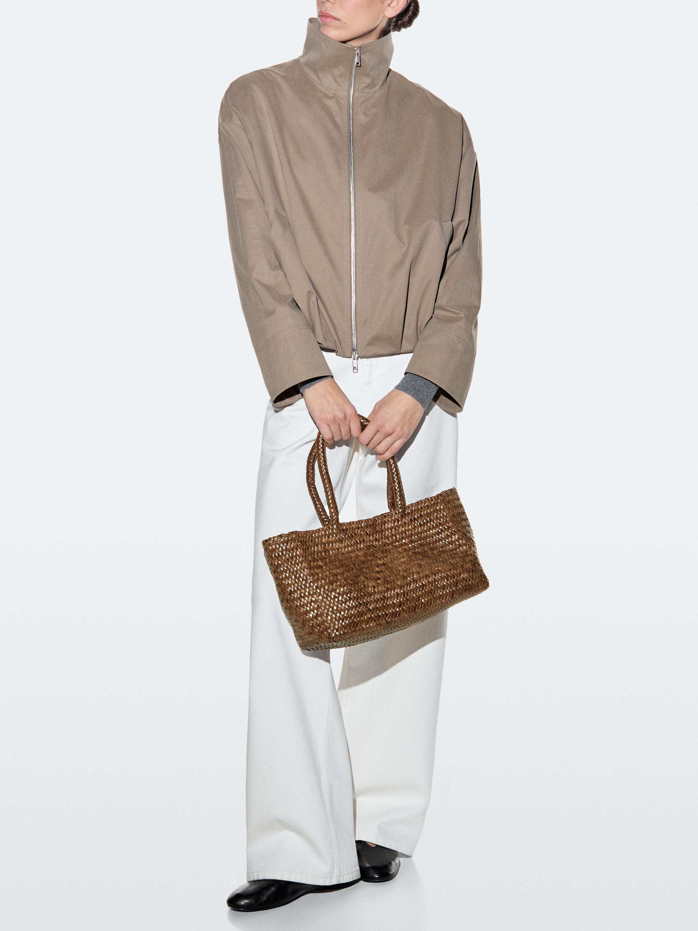 Medium braided nappa leather tote bag | Massimo Dutti UK