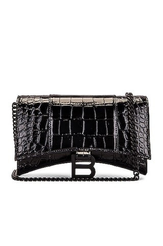 Balenciaga Hourglass Wallet on Chain Bag in Black | FWRD 