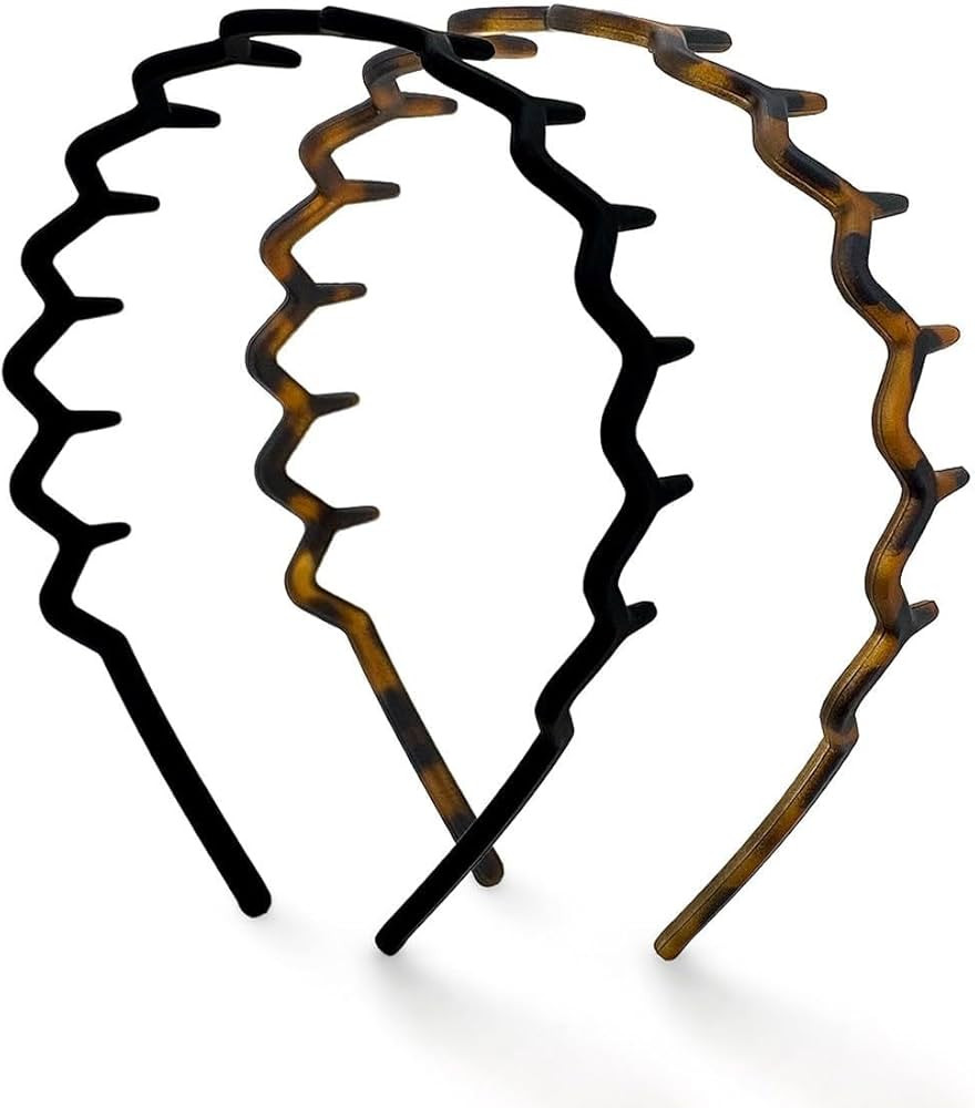 Kitsch Zig Zag Headbands, Recycled Plastic Wavy Hair Band with Teeth, Headband for Women and Men,... | Amazon (US)