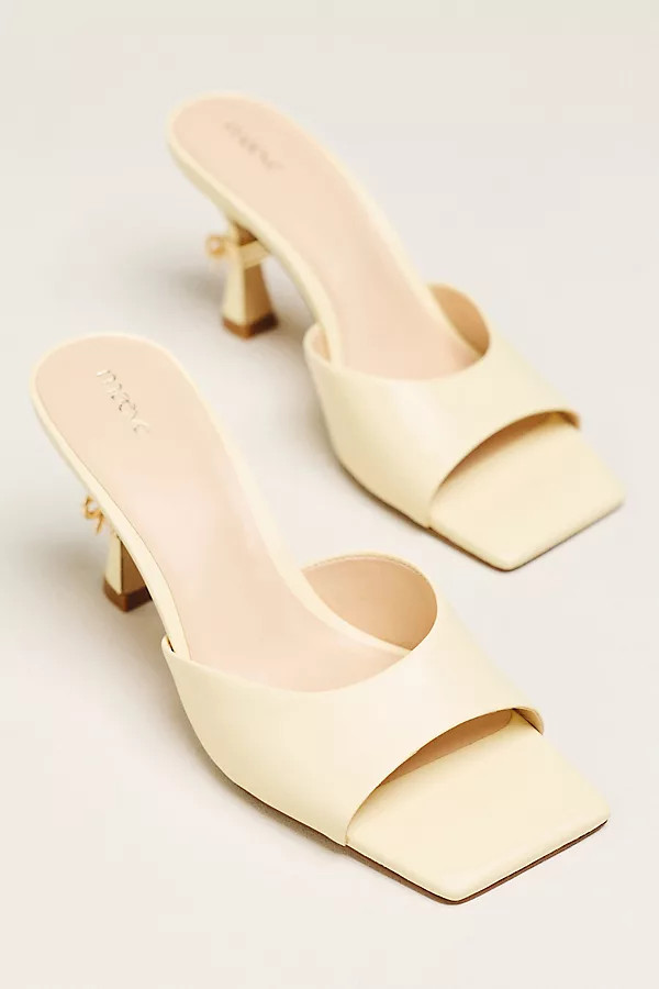 Metal Bow Open-Toe Mule Heels | Anthropologie (US)