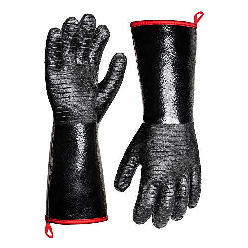 932°F Extreme Heat Resistant Gloves for Grill BBQ,Aillary Waterproof Long Sleeve Pit Grill Gloves for Fryer, Baking, Oven,Smoker,Fireproof, Oil Resistant Neoprene Coating（14-Inch ） | Amazon (US)