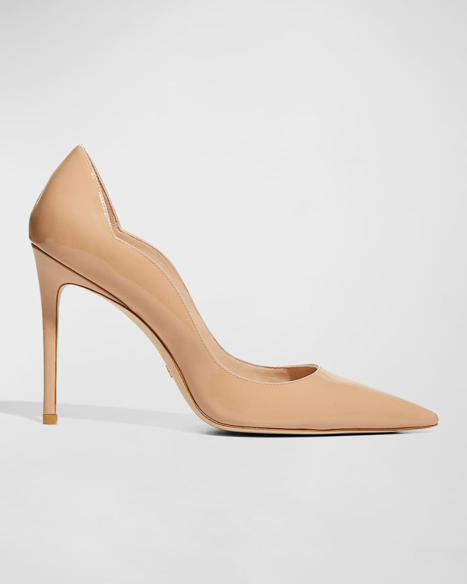 Stuart 100mm Patent Leather Scallop Pumps | Neiman Marcus