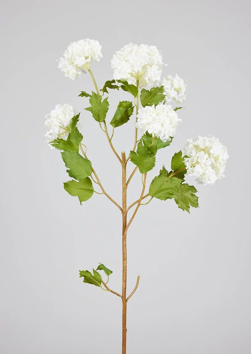 Faux Snowball Flower in White - 43.5" | Afloral