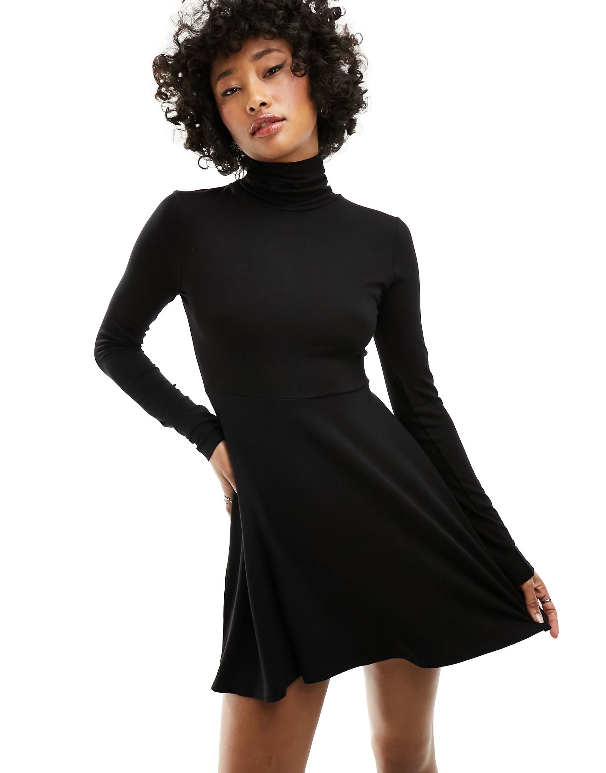 Miss Selfridge high neck mini dress in black | ASOS (Global)