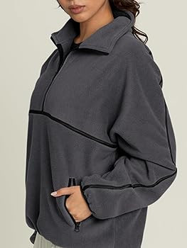 LASLULU Womens Half Zip Pullover Sweatshirt Sherpa Fleece Jacket Oversized Sweatshirts Warm Fuzzy... | Amazon (US)