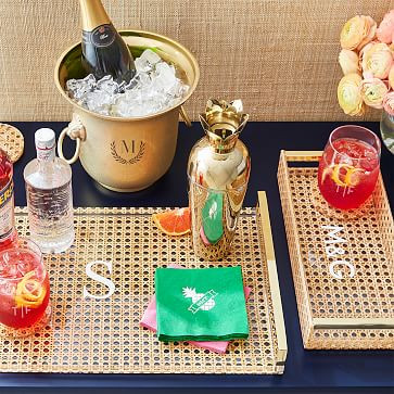 Rattan Caning and Acrylic Serving Tray | Mark and Graham