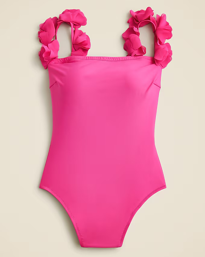 Flower-strap one-piece swimsuit | J. Crew US