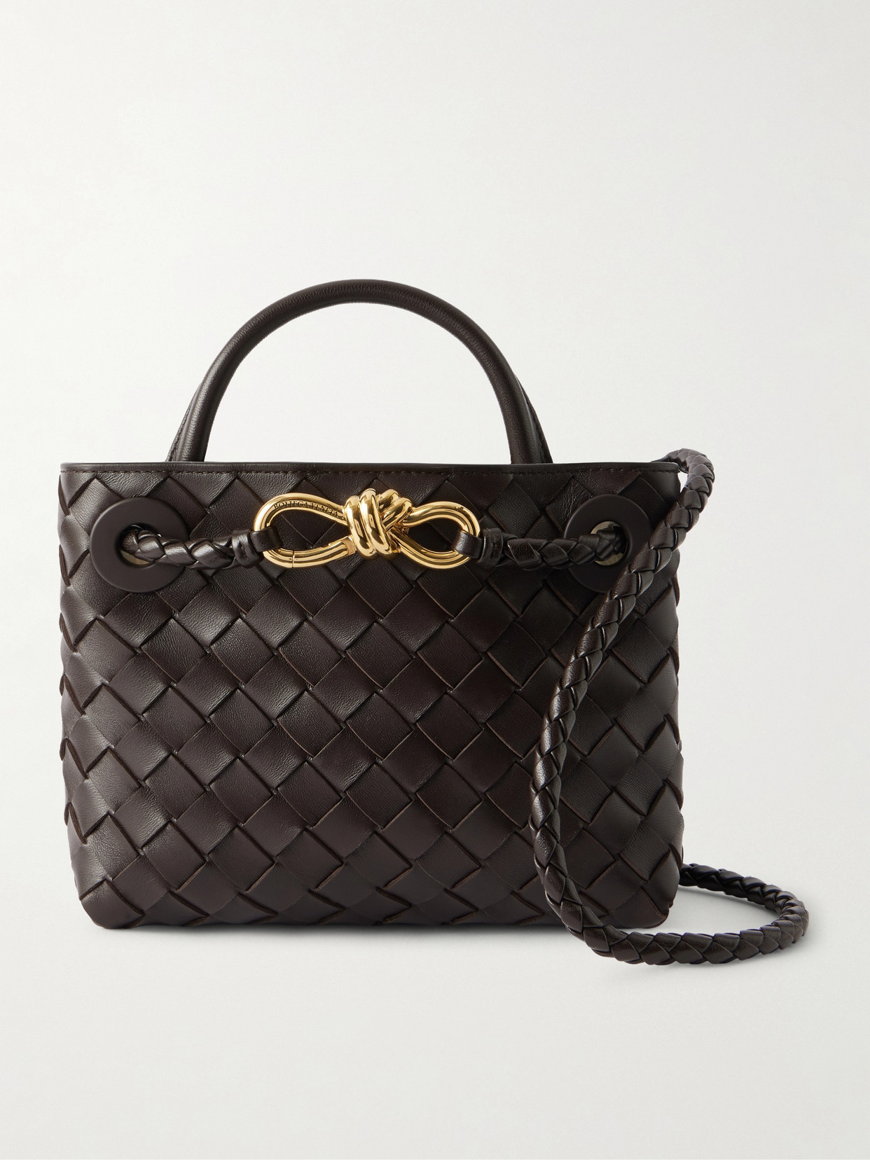 Bottega Veneta - Mini Andiamo Intrecciato Leather Tote - Brown | NET-A-PORTER (US)