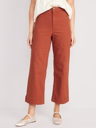 High-Waisted Wide-Leg Cropped Chino Pants for Women | Old Navy (US)