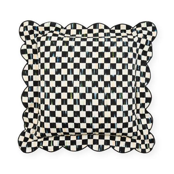 MacKenzie-Childs Courtly Check Reversible Scalloped Throw Pillow | MacKenzie-Childs