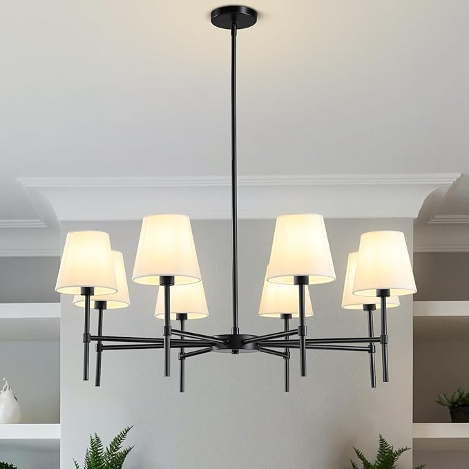 Dining Room Chandeliers Light - Modern Black Chandelier, 8-Light Metal Farmhouse Dining Room Ligh... | Amazon (US)