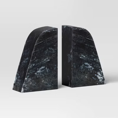 2pc Marble Bookends Black - Threshold™: Elegant Support for Tabletop & Shelf Organization | Target