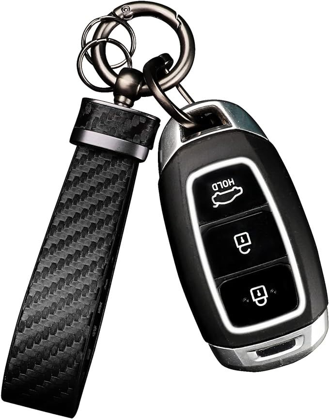Turcee Carbon Fiber Car Keychain,Interior Accessories Keychains Leather Car Key Fob,Car Accessori... | Amazon (US)