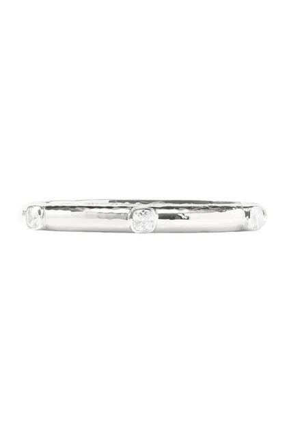Julie Vos Catalina Cubic Zirconia Silver Hinge Bangle Bracelet | The Willow Tree