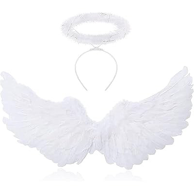YeahBoom Engelsflügel Weiß,Engel Kostüm Damen mit Heiligenschein,Engel Flügel,Kostüm Engel,W... | Amazon (DE)