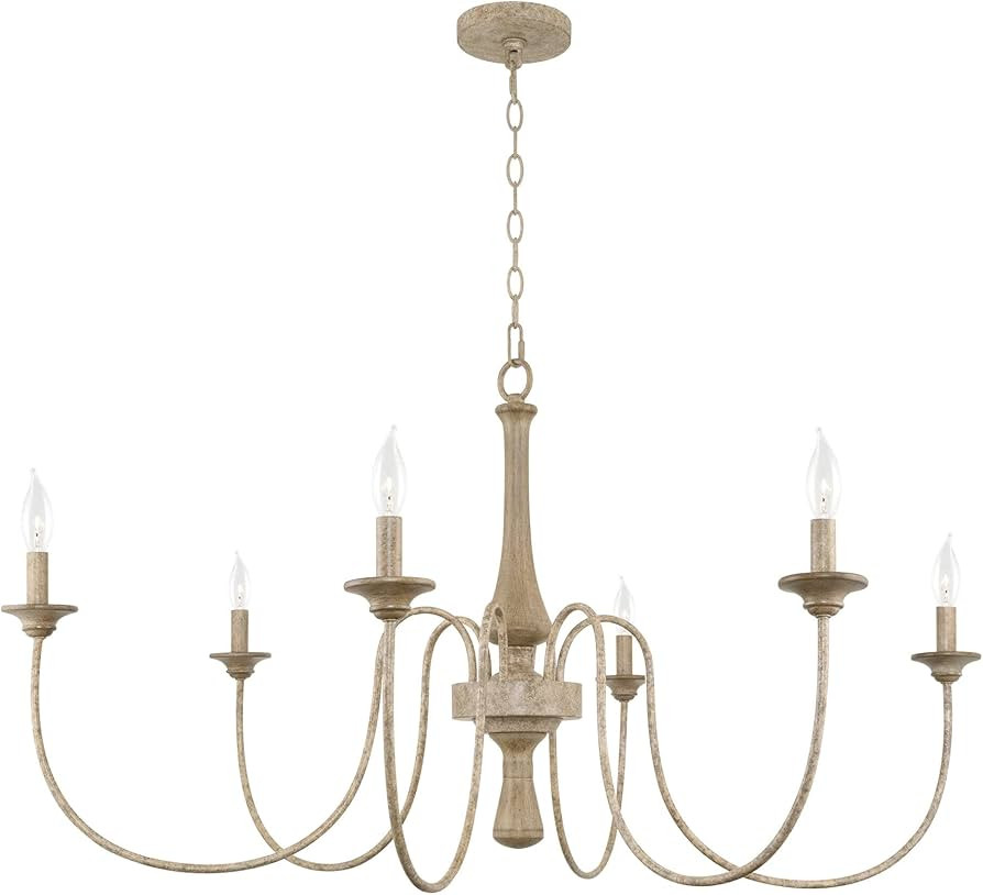 Kira Home Sherbrooke 44" Large Chandelier, 6-Light French Country Chandelier, Smoked Cedar + Rust... | Amazon (US)