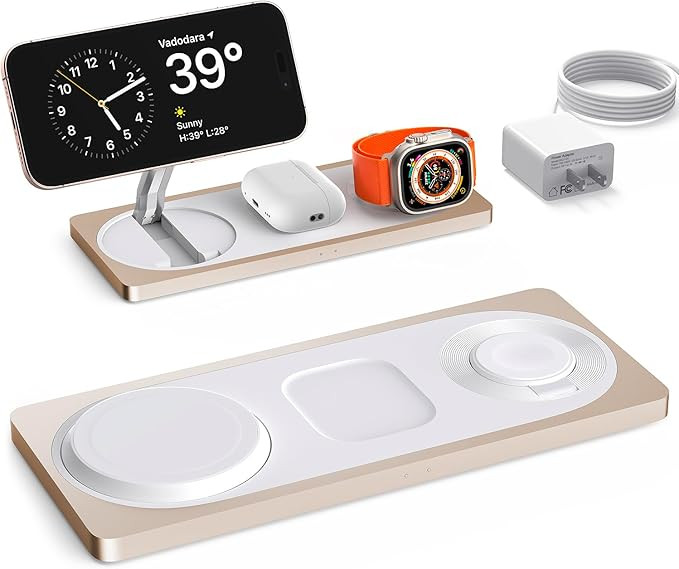 PETINO Magnetic Charging Station,3 in 1 Faster Mag-Safe Wireless Charger Stand, Wireless Charging... | Amazon (US)