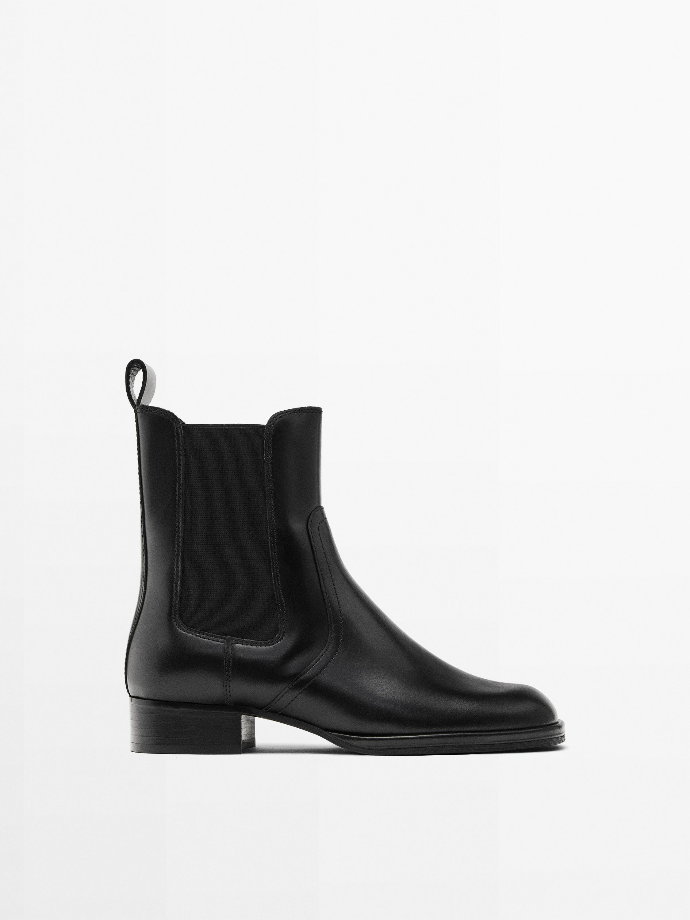 Flat leather ankle boots | Massimo Dutti UK