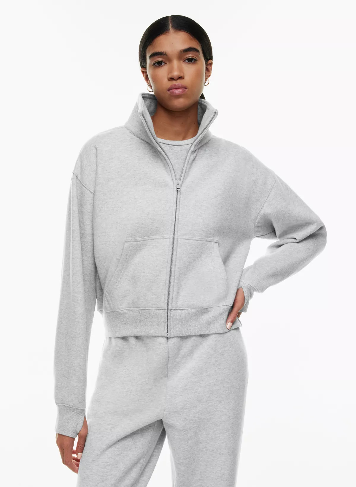 COZY FLEECE BOYFRIEND BOXY ZIP-UP SWEATSHIRT | Aritzia