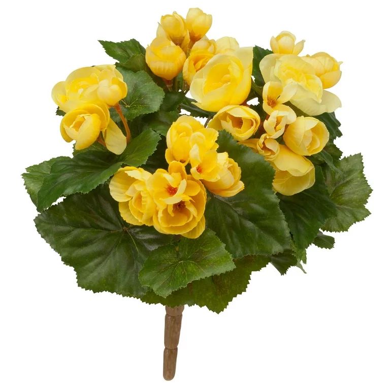 OakRidge Silk Begonia Bush – Artificial Flowers Outdoor Décor – Yellow, 10” Long - Walmart... | Walmart (US)