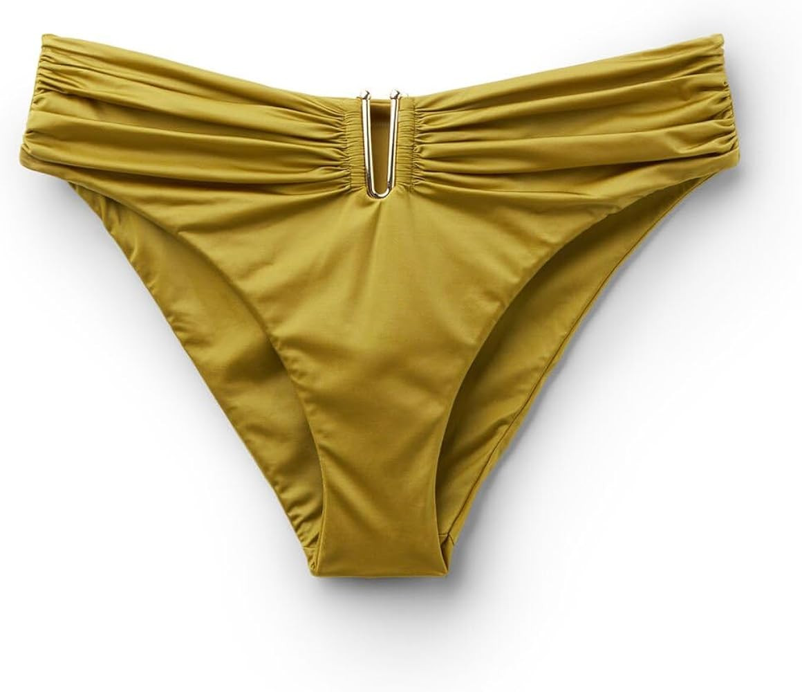 CALZEDONIA Woman's High Rise Swimsuit Bottom Shiny Satin | Amazon (US)