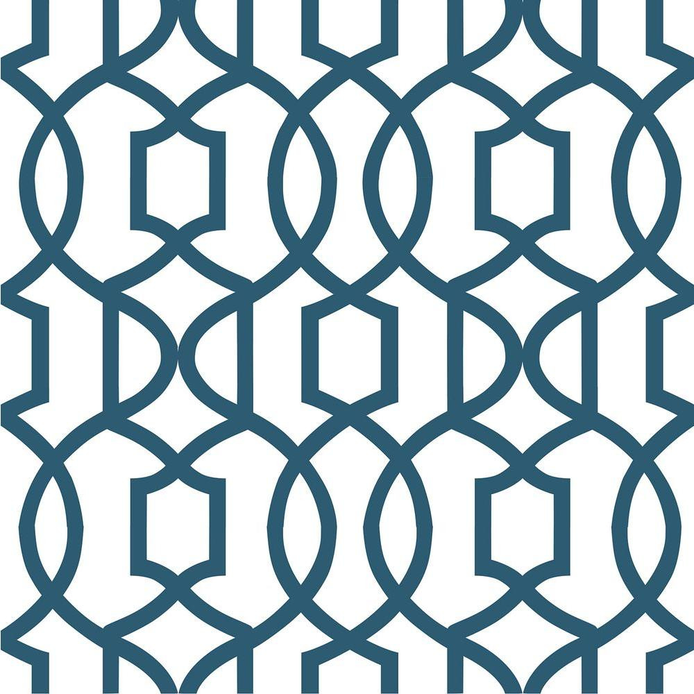 NuWallpaper Navy Grand Trellis Blues Wallpaper Sample | The Home Depot