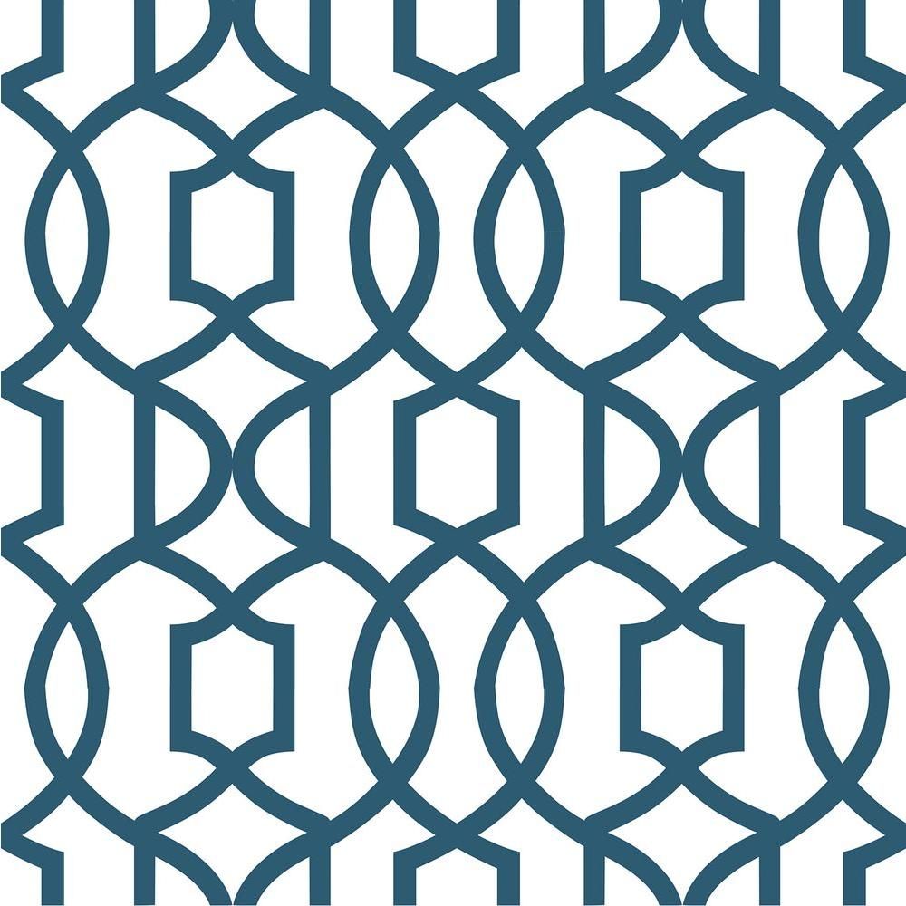 NuWallpaper Navy Grand Trellis Blues Wallpaper Sample | The Home Depot