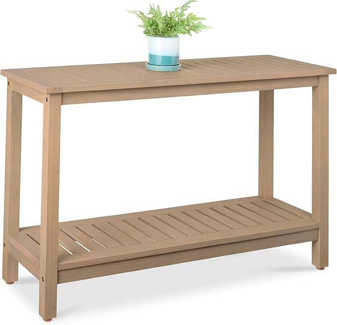 Best Choice Products 48in 2-Shelf Eucalyptus Wooden Console Table Indoor Outdoor Multifunctional ... | Amazon (US)