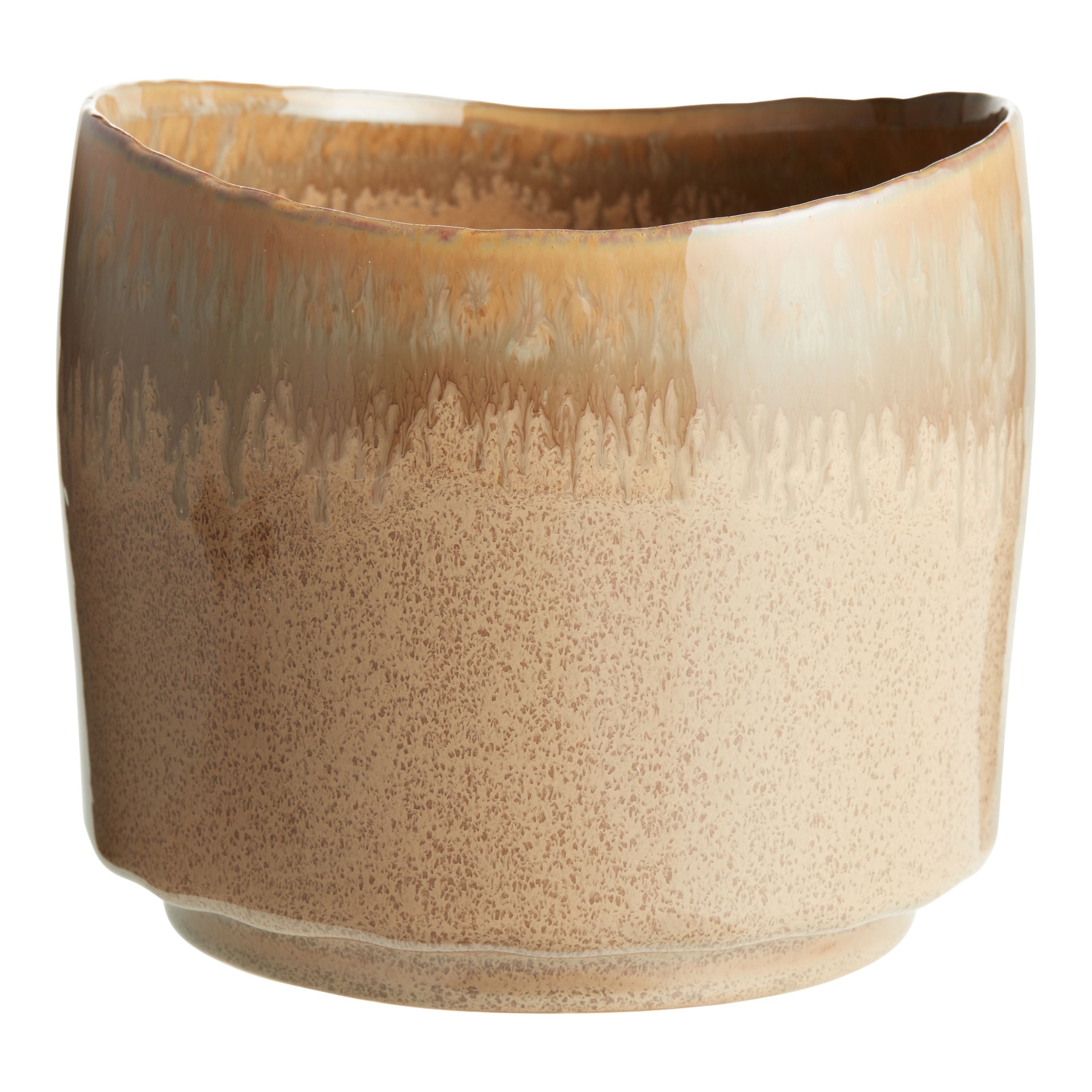 Tan Ombre Reactive Glaze Ceramic Planter | World Market