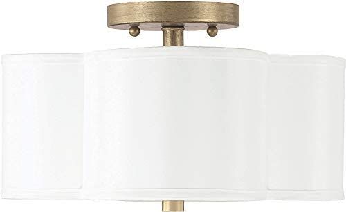 Capital Lighting 4452BG-557 Quinn Decorative Fabric Shade Semi Flush Ceiling Light Fixture, 2-Light  | Amazon (US)