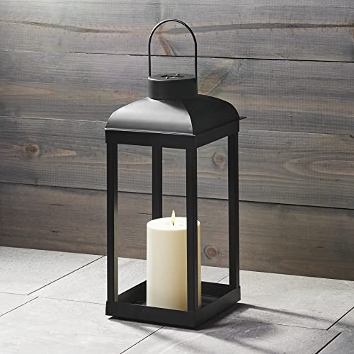 Outdoor Candle Lantern, Solar Powered - 15 Inch Tall, Black Metal, Open Frame (No Glass), Dusk to Dawn Timer, Decorative Large LED Lantern Lights for Front Porch, Garden or Patio Decor | Amazon (US)