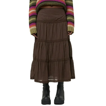 Michellecmm Women Long Brown Skirt Vintage Elegant Solid Pleated Fall and Winter Swing Skirt | Walmart (US)