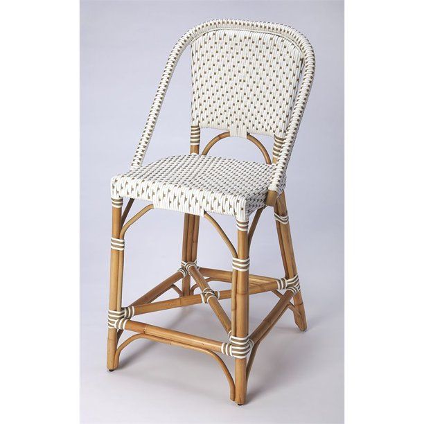 Beaumont Lane Island Living Rattan Counter Stool in White and Tan - Walmart.com | Walmart (US)