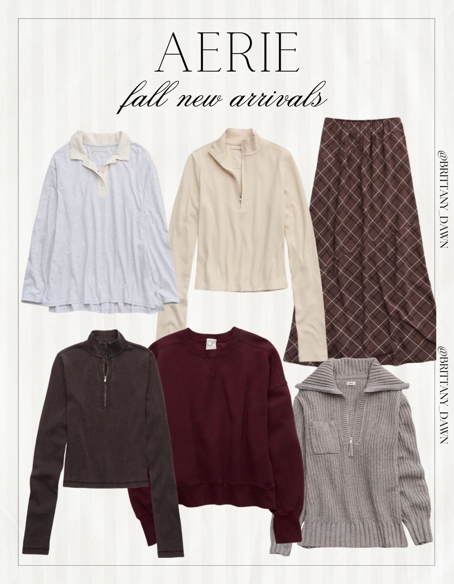 Loving all the new cozy arrivals for the season! 🤎

Between half-zip pullovers, plush crewnecks, and breezy plaid skirts, these pieces are built for effortless fall days.

I love pairing rich burgundy and deep espresso tones for a ultra-warm autumn look! 🍁

#aerie #aeriereal #fallnewarrivals #cozystyle #fallfashion #loungewear #plaidskirt #ltkfa

#LTKootd #LTKSeasonal