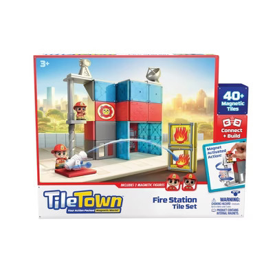 Tile Town Fire Station Magnetic Tiles Playset | Target