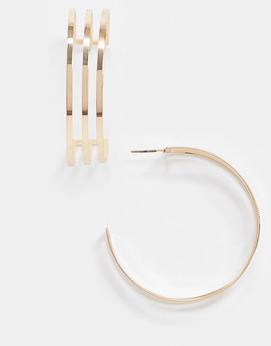 ASOS DESIGN hoop earrings in split design in gold tone | ASOS (Global)